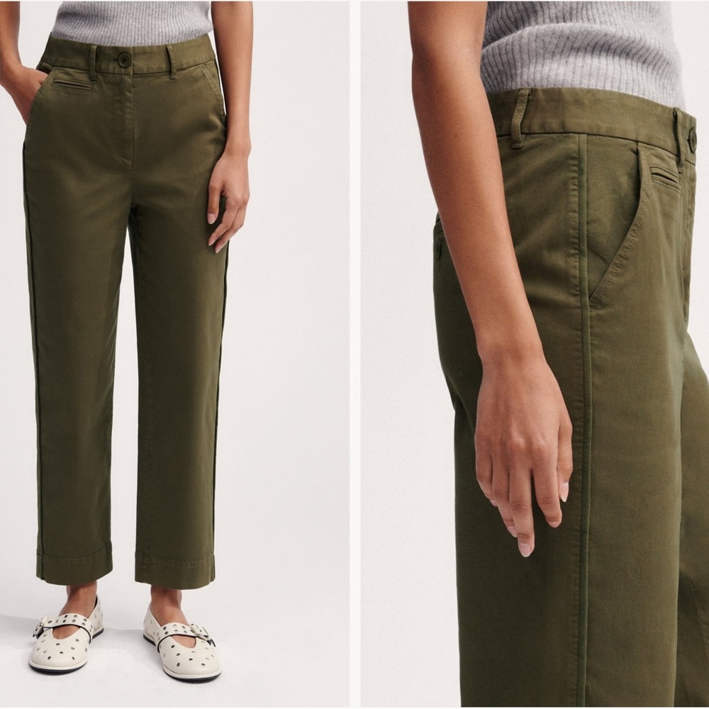 🇬🇧 ME+EM tapered cropped olive jeans/canvas pants size 30